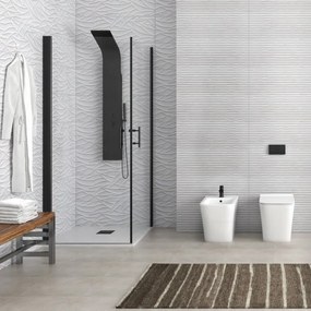 Kamalu - Box doccia nero 80x90 due battenti altezza 200h | KS2800AN