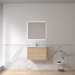 Mobile bagno 80 cm lavabo integrato legno chiaro | KAM-HR80 - KAMALU