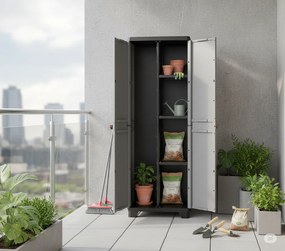Armadio Portascope da Esterno 3 Ripiani 68x39x173H cm in Plastica Keter Stilo Grigio...