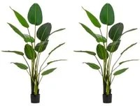 Pianta Artificiale Strelitzia 170x32x185 cm in Plastica con Vaso Verde