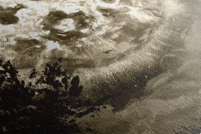 Stampa su tela – Luna luminosa nel cielo notturno in versione seppia