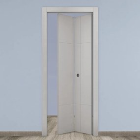 Porta tamburata pieghevole a libro simmetrica City grigio L 80 x H 210 cm destra