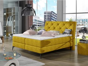 Letto matrimoniale boxspring Coimbra - 160 x 200 cm , Tessuto giallo