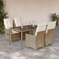 Set da Pranzo da Giardino 5 pz con Cuscini Beige in Polyrattan 3276802