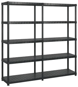 Scaffale A 5 Ripiani Nero 183x45,7x185 Cm İn Plastica /