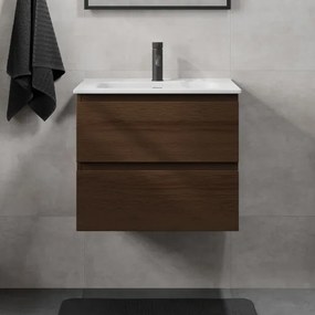 Mobile da bagno con lavabo CONOR 61 cm noce/bianco