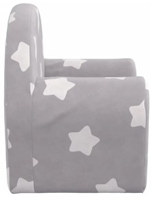 Divano per bambini grigio chiaro con stelle in morbido peluche