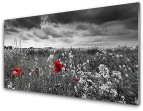 Quadro in vetro Prato Fiori Paesaggio 100x50 cm