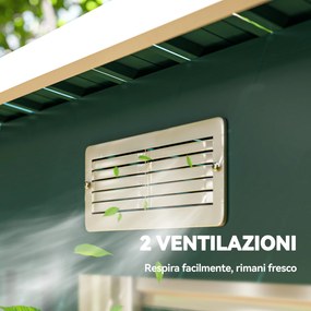 Casetta da Giardino 272x134 cm con Porte Scorrevoli Doppie e 2 Prese d'Aria in Acciaio Verde...