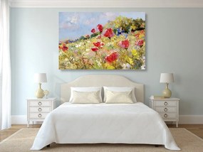 Quadro su tela – Papaveri dipinti sul prato