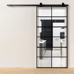 Porta scorrevole reversibile 12V trasparente in acciaio trasparente, L 96 x H 215 cm, con binario Industrial