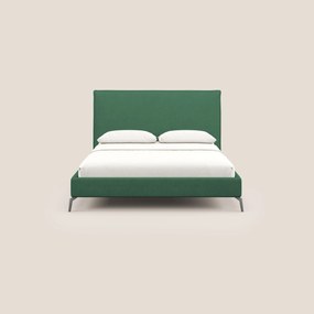 Iris letto imbottito con piedini neri sfoderabile in tessuto impermeabile T02 verde