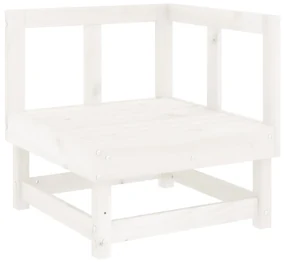Set salotto da giardino 7 pz bianco in legno massello di pino