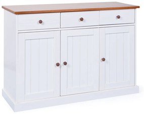 Credenza 3 ante 3 cassetti in pino massello bianco