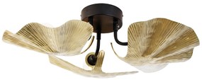 Plafoniera orientale in ottone con nero 3 luci - Louka