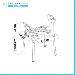 Sedia da doccia con apertura e braccioli bianco