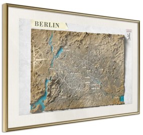 Poster  Raised Relief Map: Berlin  Cornice Quadri Cornice d'oro con passe-partout, Larghezza x Altezza Home decor 90x60