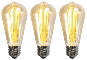 Set di 3 lampade LED E27 dimmerabili ST64 oro 5W 450 lm 2200K