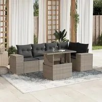 Set Divano da Giardino 6pz con Cuscini Grigio Chiaro Polyrattan 3269152