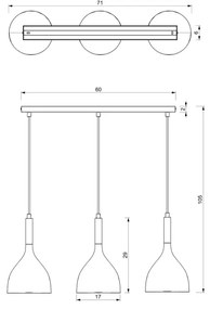 Lampadario a sospensione con filo NOAK 3xE27/15W/230V bianco/cromo