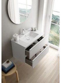 Mobile sottolavabo e lavabo Pull bianco opaco in mdf L 80 x H 56 x P 46 cm 1 vasca 2 cassetti