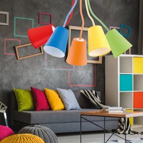 Lampadario a sospensione con supporto rigido WIRE COLOUR 5xE27/60W/230V