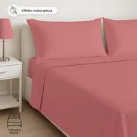 Completo letto 1 piazza e mezza in microfibra mano pesca bordeaux chiaro