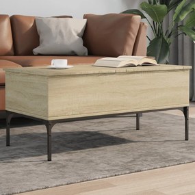Tavolino Rovere Sonoma 100x50x45 Cm Legno Multistrato E Metallo /
