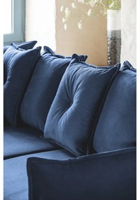 Divano letto angolare in velluto a coste blu scuro (angolo sinistro/"U") Lazy Lukka - Miuform