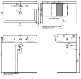 Cielo Smile Lavabo monoforo 80x46 sospeso o da appoggio con troppopieno in ceramica bianco lucido