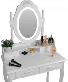 Toeletta vintage con specchio girevole e illuminazione a LED