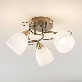 Plafoniera Lindby Thaddeus, Ø 44 cm, ottone antico, vetro