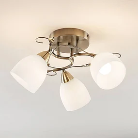 Plafoniera Lindby Thaddeus, Ø 44 cm, ottone antico, vetro