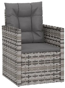 Set divani da esterno 3 pz con cuscini in polyrattan grigio