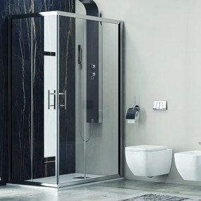 Box doccia 140x70 cm angolare cristallo trasparente anticalcare KF1000 - KAMALU