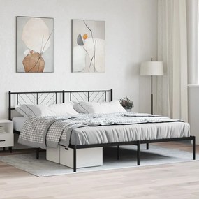 Giroletto Con Testiera İn Metallo Nero 180x200 Cm /