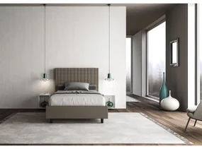 Letto con rete imbottito 140x210 similpelle cappuccino Sunny