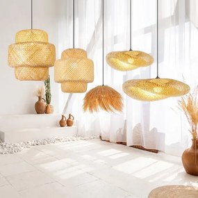 Immax 08269L - Lampadario a sospensione con filo HILO 1xE27/40W/230V diametro 60 cm bambù