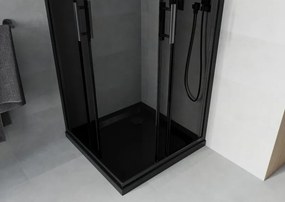 Mexen Rio cabina doccia quadrata 80 x 80 cm, grafite, nero + piatto doccia Flat, nero - 860-080-080-70-40-4070B