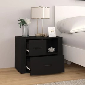 Comodino nero 60x36x45 cm in legno multistrato