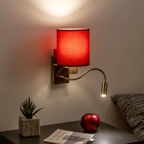 Brilagi-Applique a LED NUBILA 1xE27/25W/230V+LED/3W ottone/Pompeiana rosso