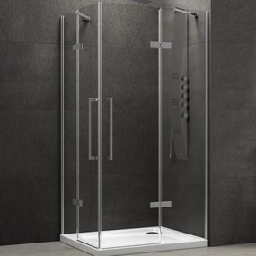 Kamalu - Cabina doccia 90x90 in acciaio spazzolato a porte battenti | KT1000AS