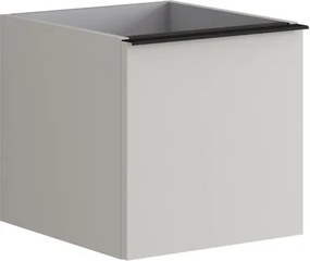 Cassettiera Pixel con 1 cassetto frontale Plain laccato opaco Beige Greige e maniglia alluminio nero opaco L.40 H.40 P.45,5 cm.