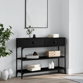 Tavolino Consolle Nero 100x25x75 Cm İn Legno Multistrato /