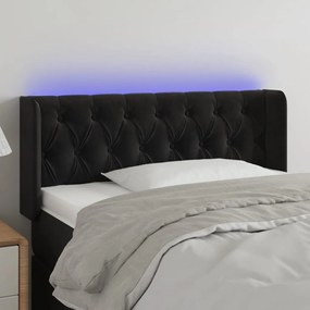 Testiera A Led Nera 93x16x78/88 Cm İn Velluto /