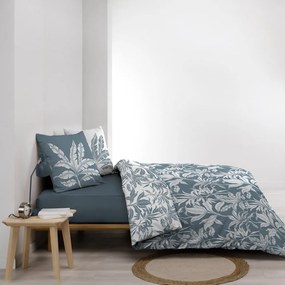 Set copripiumino e federa bianco/blu in cotone per letto matrimoniale ed esteso 240x220 cm Hera – douceur d'intérieur