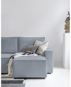 Divano letto angolare in velluto a coste grigio chiaro Brave Dave - Miuform