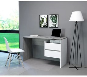 Scrivania con cassetti MARLO grigio cemento/bianco