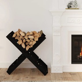 Portaceppi Nero 47x39,5x48 Cm İn Legno Massello Di Pino /