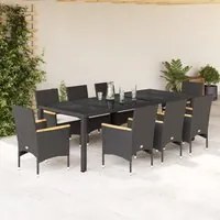 Set da Pranzo da Giardino 9 pz con Cuscini Polyrattan e Vetro 3278733